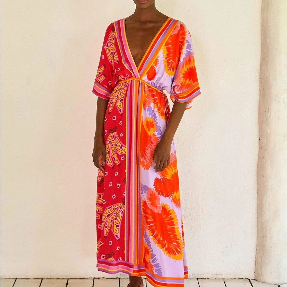 FARM Rio Dual Scarves Print MIDI Dress